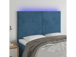 Cabecero Con Luces Led Terciopelo Azul Oscuro 144x5x118/128 Cm