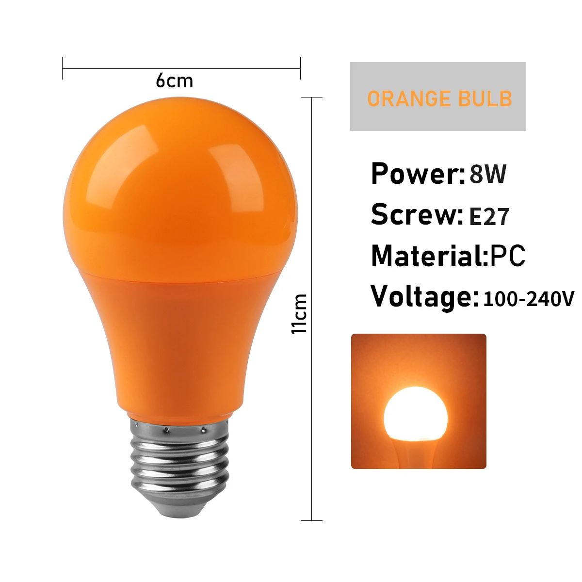 Bombillas Led A Todo Color Para Iluminación De Escenarios (e27, Naranja, 5 Unidades), Sin Parpadeo.