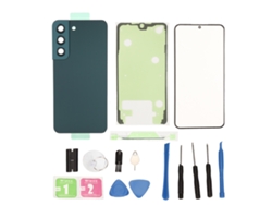 Kit De Cubierta Trasera De Cristal Verde Y Protector De Pantalla Externo Para Samsung Galaxy S22 Con Herramientas De Instalación.