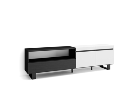 Mueble TV Televisión 200x57x35cm Para TV hasta 80 Diseño industrial Blanco y negro