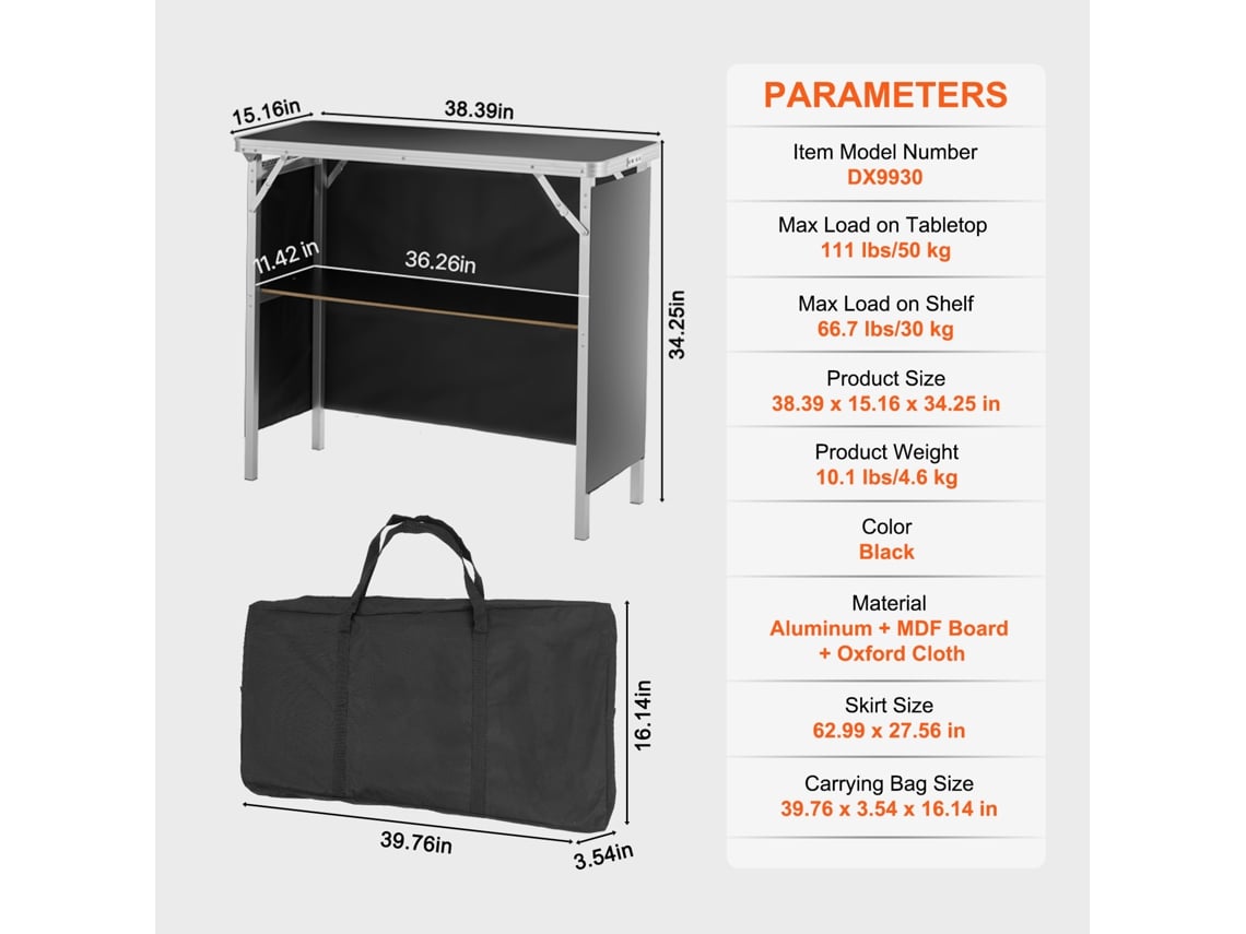 VEVOR Mostrador de Stand de Feria Plegable 97,5x38,5x87 cm para Ferias |  Worten.es