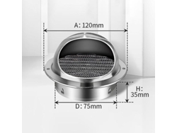 Tapa De Ventilación De Acero Inoxidable Redonda Con Rejilla, Para Secadoras, Baños Y Cocinas 80mm Plata