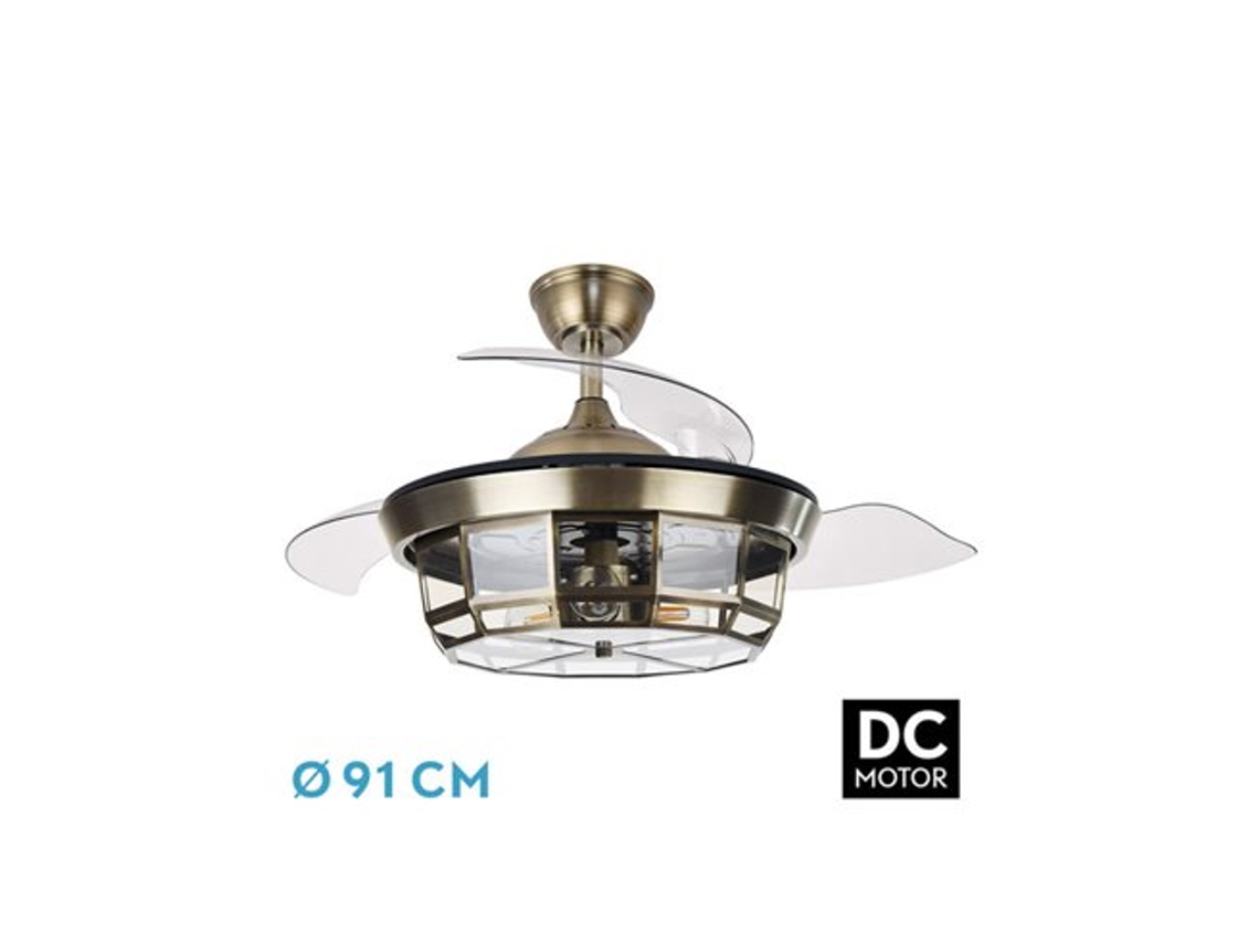 Tornado Leather Dc Fan 3xe27 91d 3 Aspas Implantables 6 Velocidades Con Control Remoto Y Temporizador Fabrilamp