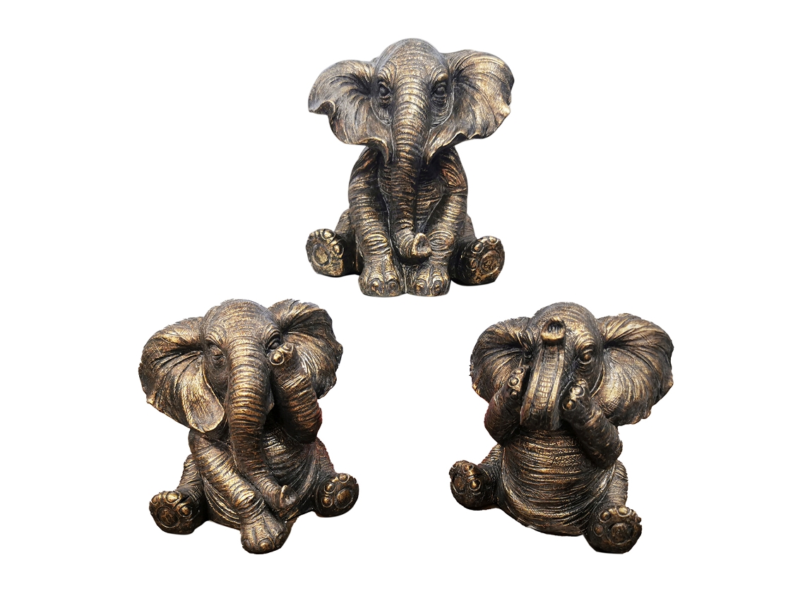 ORIGEN Home Decor Elefantes 3U Africanas Y Elefantes Figura de Elefante Gris 15x14x13cm BY SIGRIS