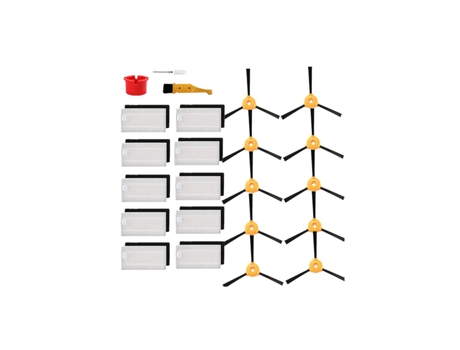 Kit de escova lateral de peças de filtro de alta eficiência para ecovacs deebot n79