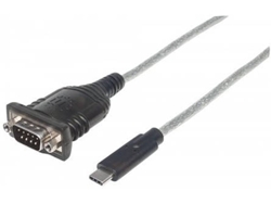 Cable Adaptador MANHATTAN USB-C para Serial Negro y Plateado 0.45m