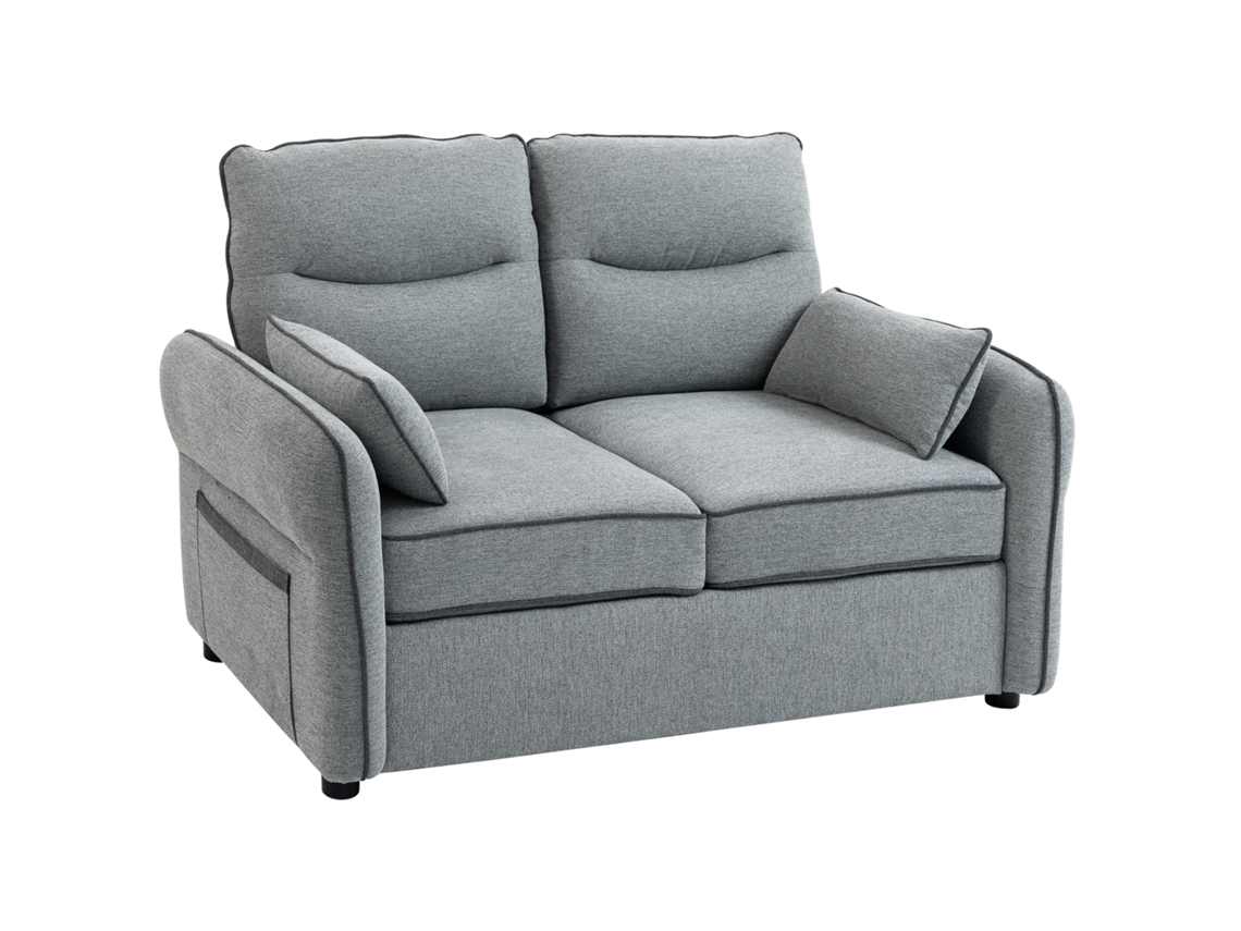 Sofá De 2 Plazas, Sofá De Salón De Terciopelo Egipcio, Incluye 2 Cojines, Bolsillo Lateral, 136 X 81 X 90 Cm, Gris.