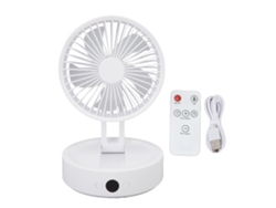 Ventilador De Escritorio Plegable Con 3 Velocidades, Recargable, Con Luz Y Control Remoto Usb, Blanco.