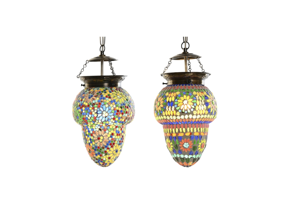 Lampara Techo Cristal Metal Mosaico 20x20x28cm