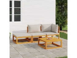 Conjunto de jardín de 4 piezas DKD Home Decor con cojines gris claro