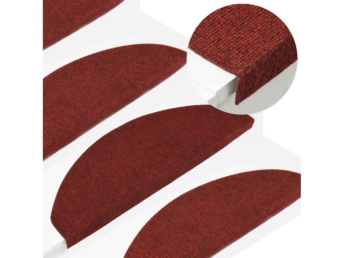 Alfombrilla Autoadhesiva De Escalera 15 Uds Roja 65x22,5x3,5 Cm