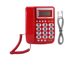 Teléfono Fijo Con Cable, Identificador De Llamadas Y Altavoz Para El Hogar Y La Oficina - Rojo