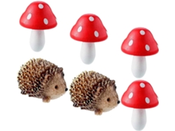 Kichouse 1 Juego De Adornos De Erizo Hechos De Resina Y Madera, Finamente Elaborados, Adorno Decorativo Para Jardín,