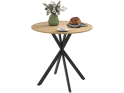 Mesa Comedor Redonda 2 Personas Patas Acero Cruzadas Roble Blanco