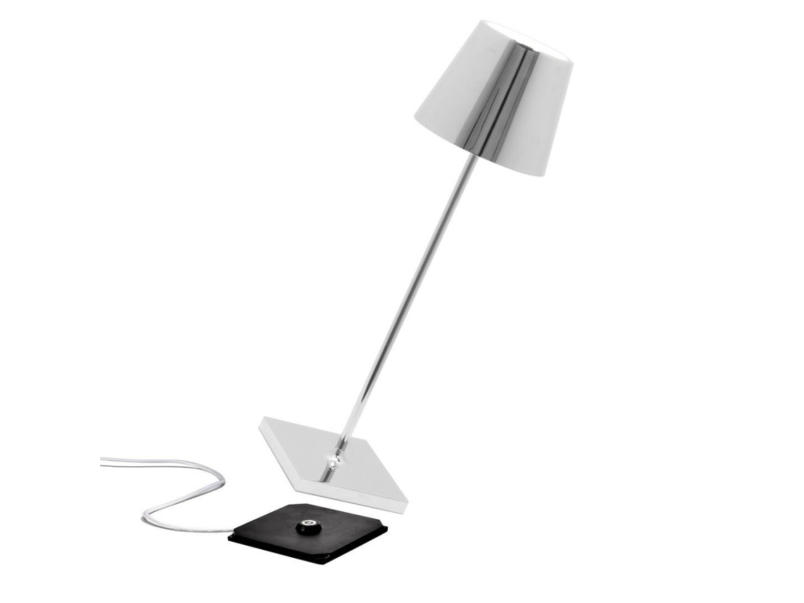 Lámpara de Mesa Poldina Pro Led Cromo Pulido Recargable Y Regulable ZAFFERANO
