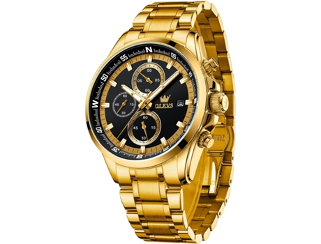 VEANXIN Reloj mecánico automático hueco para hombre con diamante luminoso resistente al agua(oro)