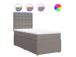 Maison Exclusive - Cama Box Spring Con Colchón Tela Gris Taupe 100x200 Cm