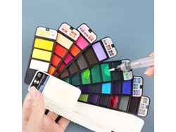 Conjunto de Tinta Aquarela Sólida 42 Cores com Pincéis Dobrável para Artistas e Estudantes