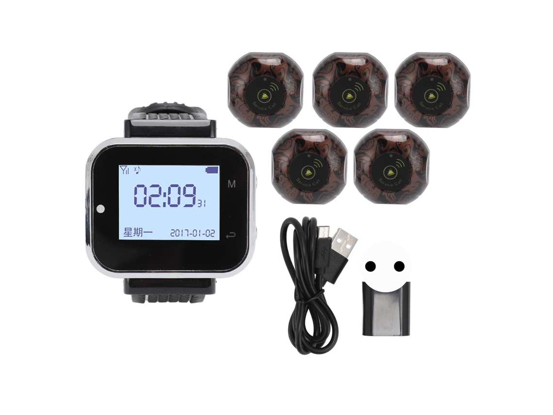 Sistema De Llamada Inalámbrico Para Restaurantes, Reloj Buscapersonas Con Batería Integrada, Resistente Al Agua Ipx4, Enchufe Europeo.