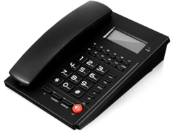 Teléfono Fijo Alámbrico A Grosses Teclas Negro En Abs Pantalla Del Llamante Y Función Appel