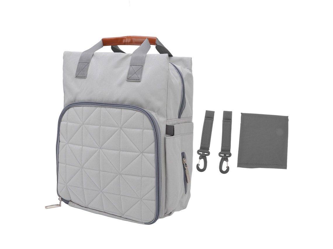 Bolso Cambiador Multifuncional Impermeable De Gran Capacidad Para Bebés, Color Gris, Con Cinturón De Seguridad Para El Coche.