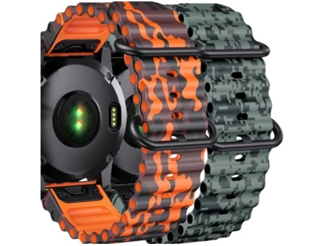 Correa Ocean Waves para Garmin Fenix 7 Naranja Militar y Verde Camo Pack 2X VEANXIN
