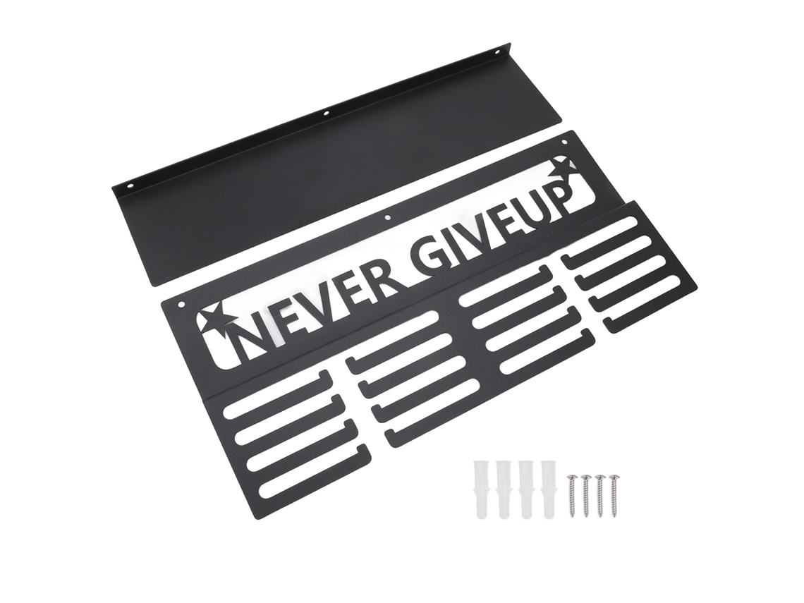 Soporte De Metal Innovador Para Medallas Con Estante Para Trofeos, Estante De Pared Negro Para Pasillos.