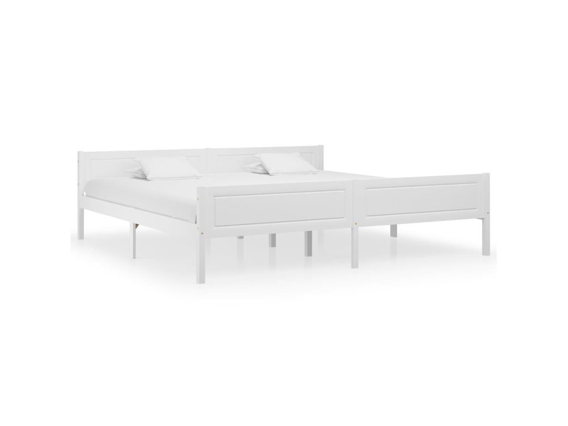 Estructura De Cama Sin Colchón Madera De Pino Blanco 200x200 Cm