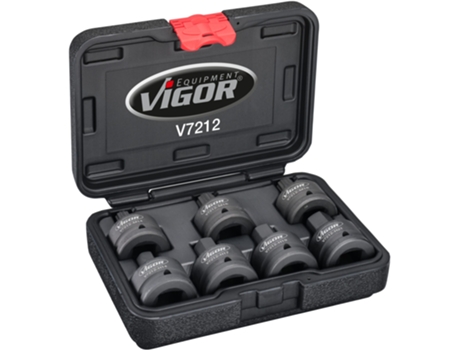 VIGOR V7212 Juego de Llave de Vaso Destornillador de Impacto Cuadrado Hueco 3/4 Pulgadas 20 Mm Perfil Con Estriado Interior Xzn Perfil de He