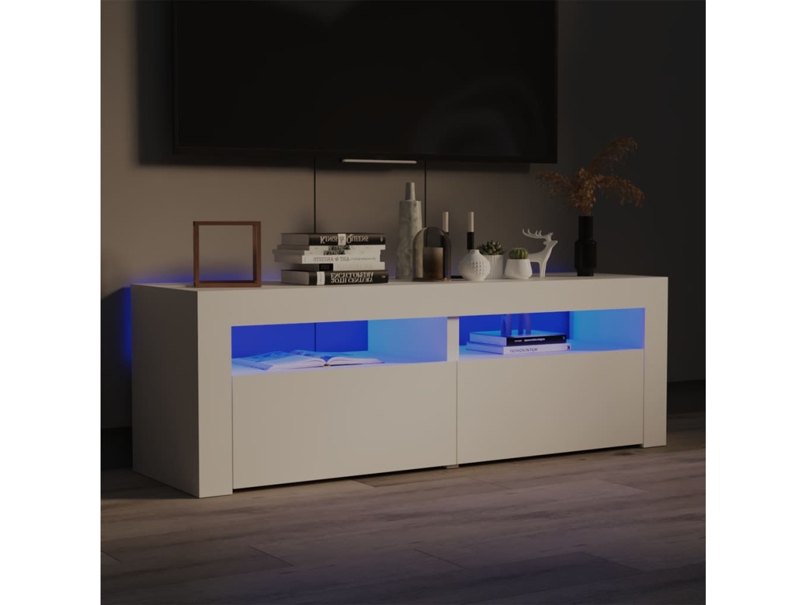 Mueble de Armario Tv con Luces Led 120X35X40 Cm Blanco