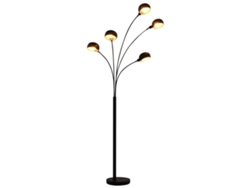 Lámpara Luminaria de Pie Alto 200 cm 5 X E14 Negro y Dorado