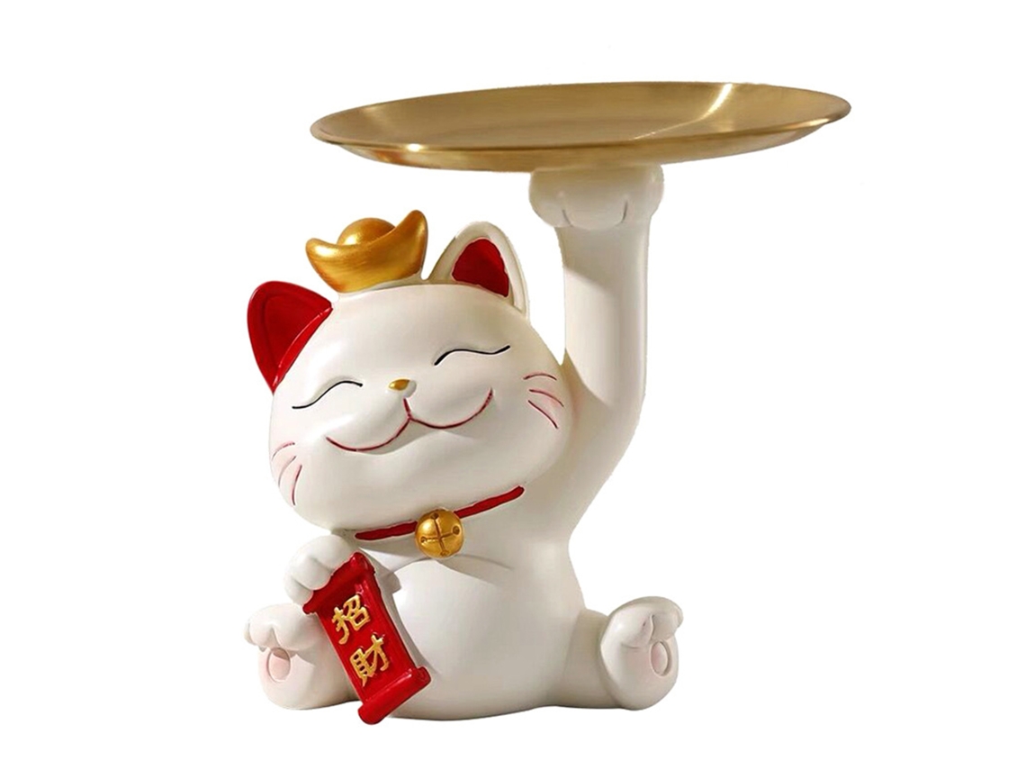 Bandeja De Resina Lucky Cat Con Gran Capacidad, Decorativa Para Mesa Y Hogar.