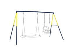 Columpio Infantil Doble, Estructura De Acero, Para Niños De 3 A 8 Años, 260x160x178cm, Azul