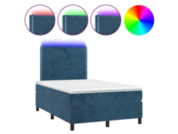 Maison Exclusive - Cama Box Spring Colchón Y Led Terciopelo Azul Oscuro 120x190 Cm