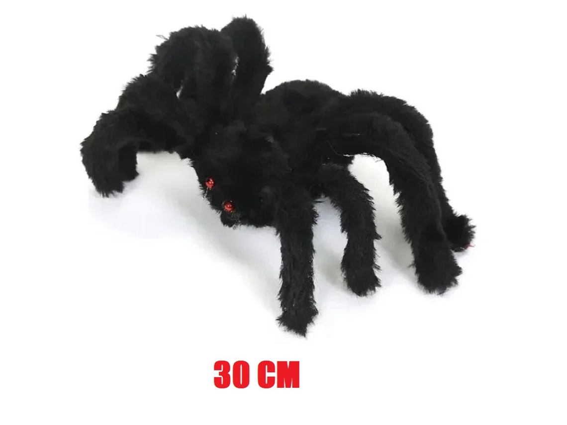 Araña gigante de peluche para Halloween, decoración aterradora para fiestas al aire libre, 30 cm, color negro, Viewleaf