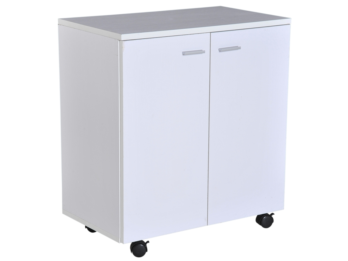 Mueble móvil para TV, estante de madera para TV con ruedas y 2 puertas, cómoda de 60x35x65cm