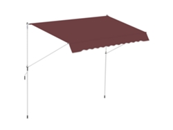 Toldo para balcón Markise Manual 3x1,5m, con estructura telescópica, protección UV, montaje rápido, color Burdeos.