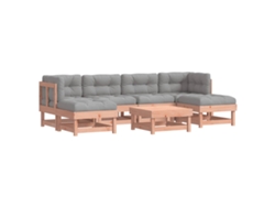 Maison Exclusive - Juego De Muebles Jardín 7 Pzas Y Cojines Madera Abeto Douglas