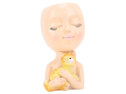 Maceta De Resina Con Forma De Cabeza De Niña Para Suculentas, Decorativa Para El Hogar O La Oficina.