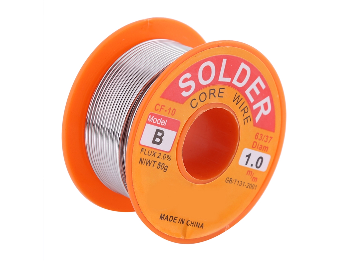 Hilo de soldadura Rosin Core 63/37 2% con alto contenido de fundente, 0,6/0,8/1,0 mm, rollo de 50 g, para soldadura eléctrica y electrónica.