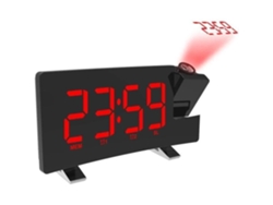 Despertador Proyección Radio Despertador Proyector 180° Letra Roja, Reloj Digital Dígitos Grandes 12-24H Posponer Radio FM Regalo de Fiesta, i