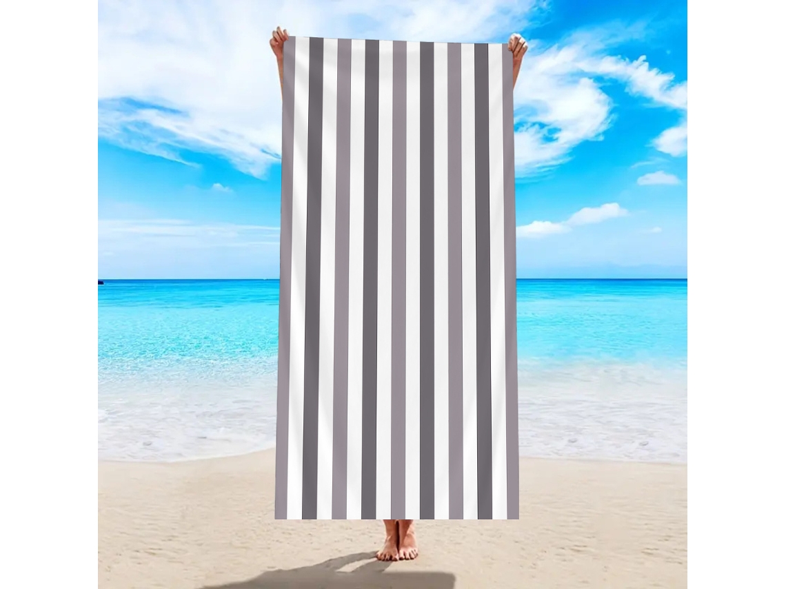 Toalla de playa de microfibra a rayas Yuysan, de alta absorción y secado rápido, 150 x 75 cm, modelo St755, color gris.
