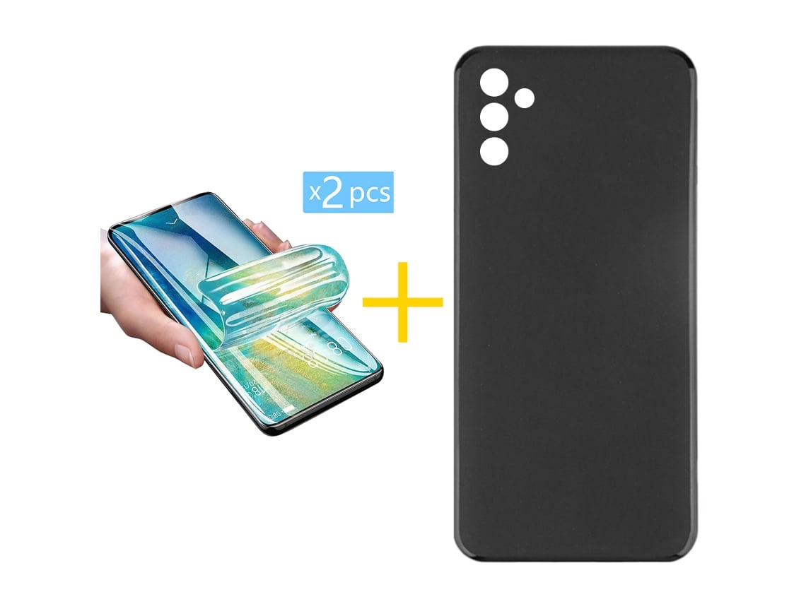 Pack 2 X Película De Vidrio Templado Hidrogel Funda Skyhe Para Samsung Galaxy A05s 5g Silicona Liso Negro