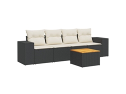 Maison Exclusive - Set De Muebles De Jardín 5 Pzas Y Cojines Ratán Sintético Negro