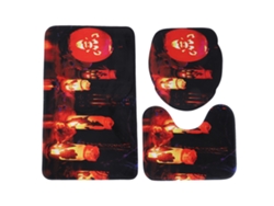 Juego de decoración de baño con motivo de calabaza, alfombrilla para inodoro absorbente y antideslizante.
