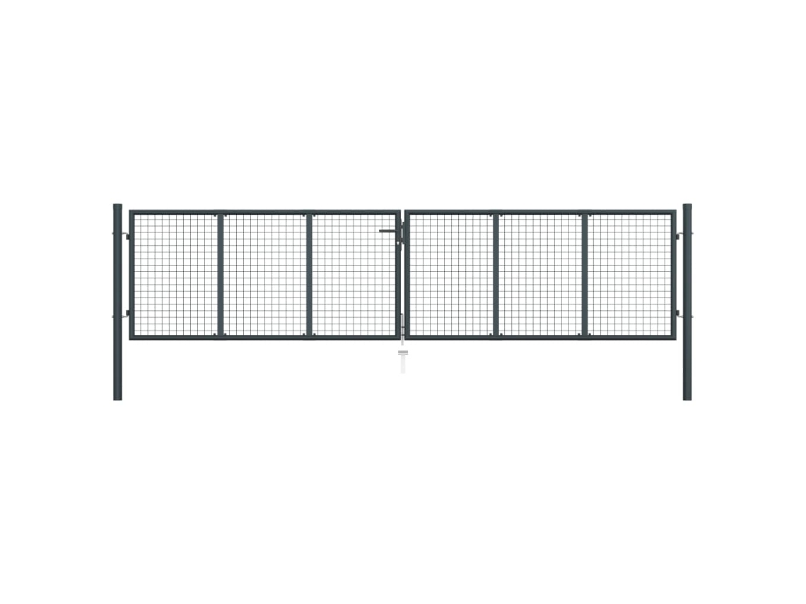 Puerta De Malla De Jardín Acero Galvanizado Gris 400x125 Cm
