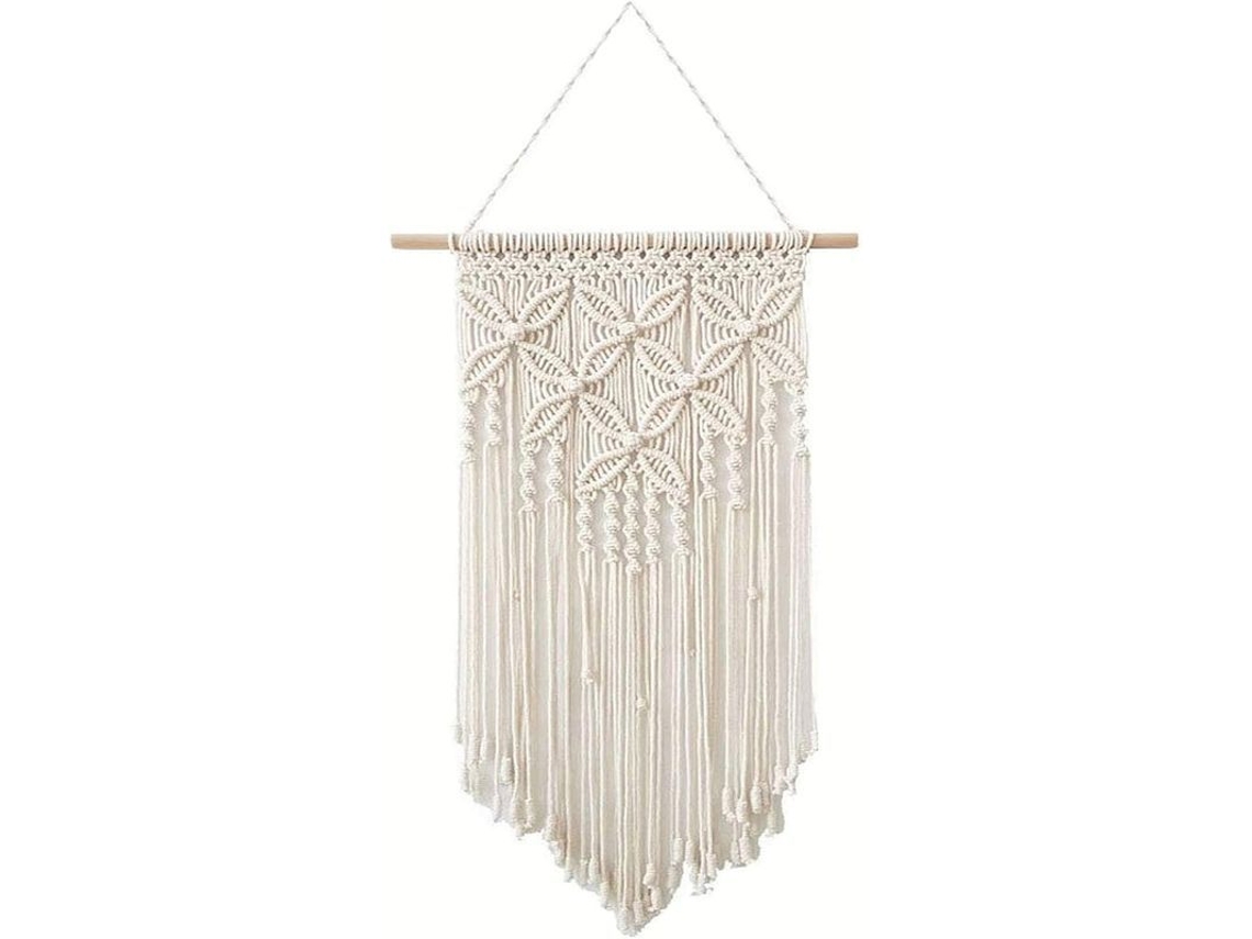 Tapiz De Macramé Para Pared, Tejido A Mano, Decoración Para El Hogar, Interior/exterior (rectangular Blanco)