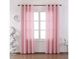 Cortina de tela de cuerpo entero con estampado de rombos rosas 140 x 260 cm - Individual