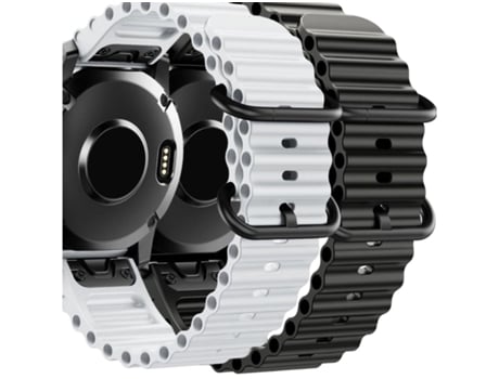 Correa Ocean Waves para Garmin Fenix 7 Pro Solar Blanca y Negra Pack 2X VEANXIN