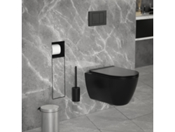 Soporte para escobilla de WC LuxeBath empotrado de acero negro mate 60x20x14 cm para baño